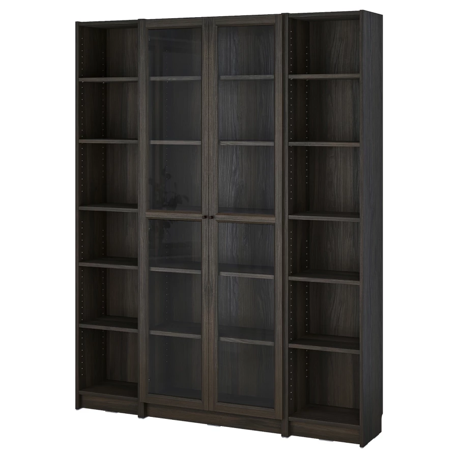 Книжный шкаф -  BILLY / OXBERG IKEA/ БИЛЛИ/ ОКСБЕРГ ИКЕА, темно-коричневый (изображение №1)