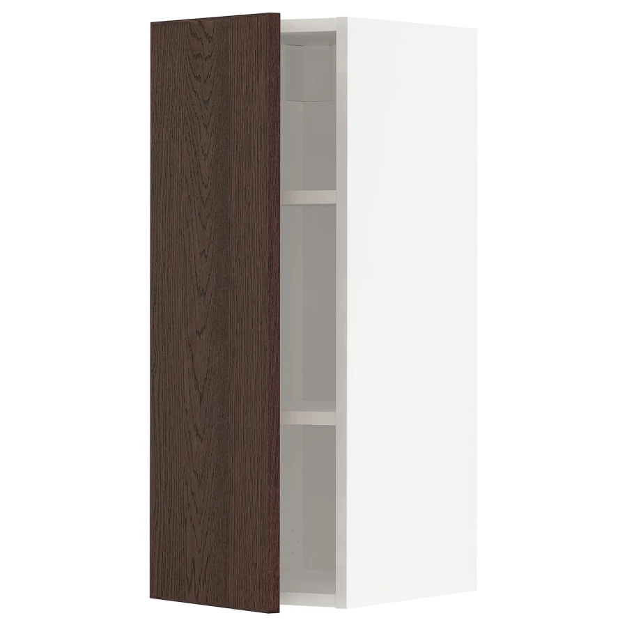Навесной шкаф с полкой - METOD IKEA/ МЕТОД ИКЕА, 80х30 см, белый/коричневый (изображение №1)