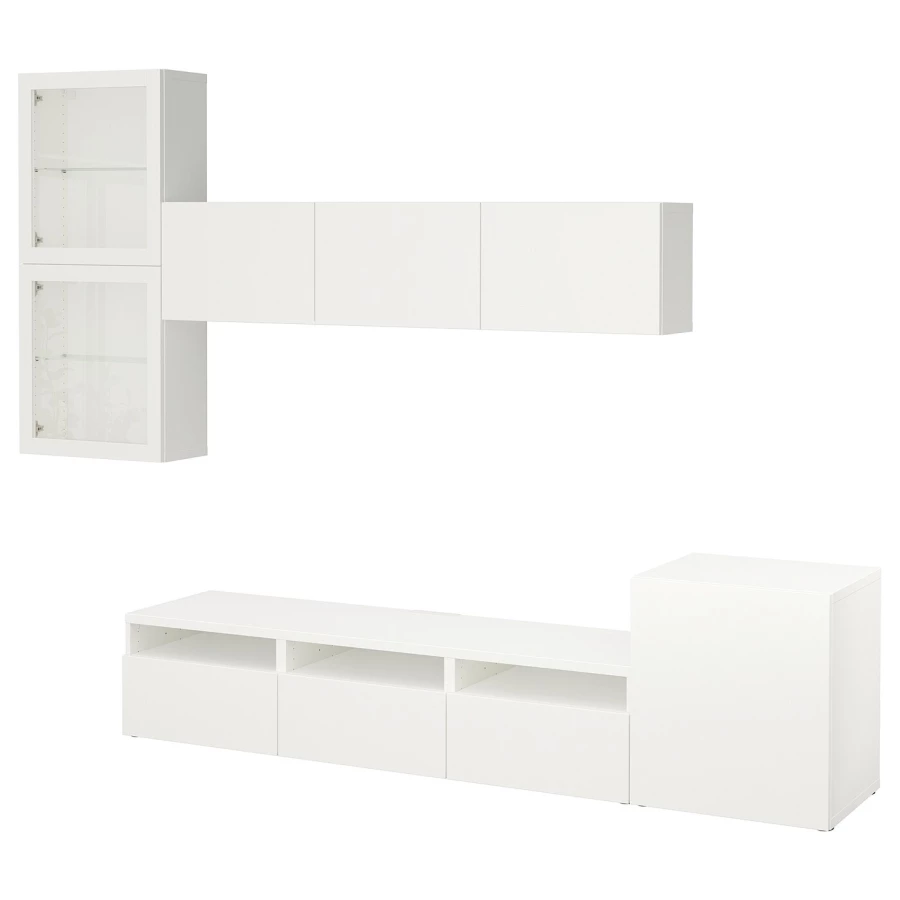 Комбинация для хранения ТВ - IKEA BESTÅ/BESTA, 211x42x300см, белый, БЕСТО ИКЕА (изображение №1)