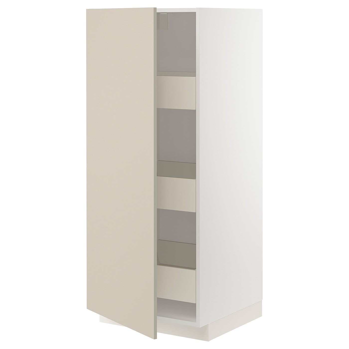 Высокий шкаф с ящиками - IKEA METOD/MAXIMERA/МЕТОД/МАКСИМЕРА ИКЕА, 140х60х60 см, белый/бежевый
