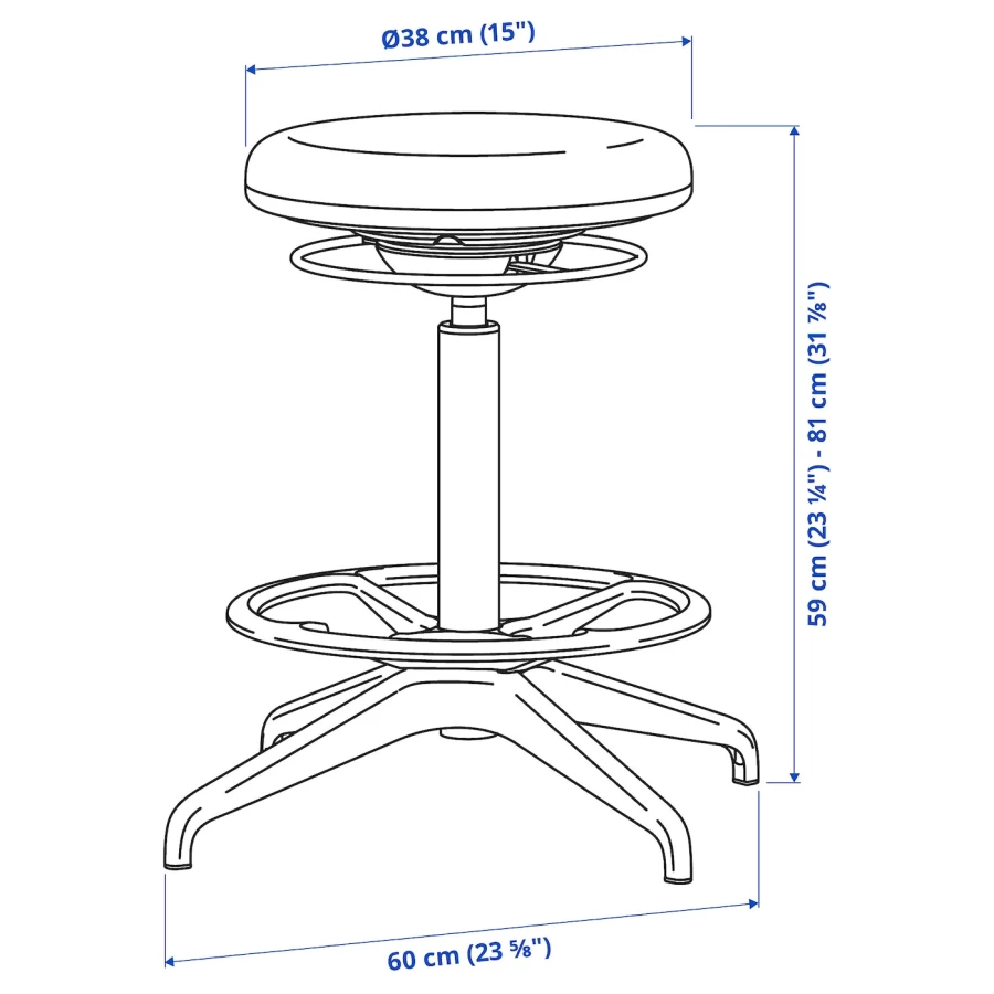 Табурет-опора для работы сидя/стоя - IKEA LIDKULLEN/ЛИДКУЛЛЕН ИКЕА, 60 см, темно-серый (изображение №8)