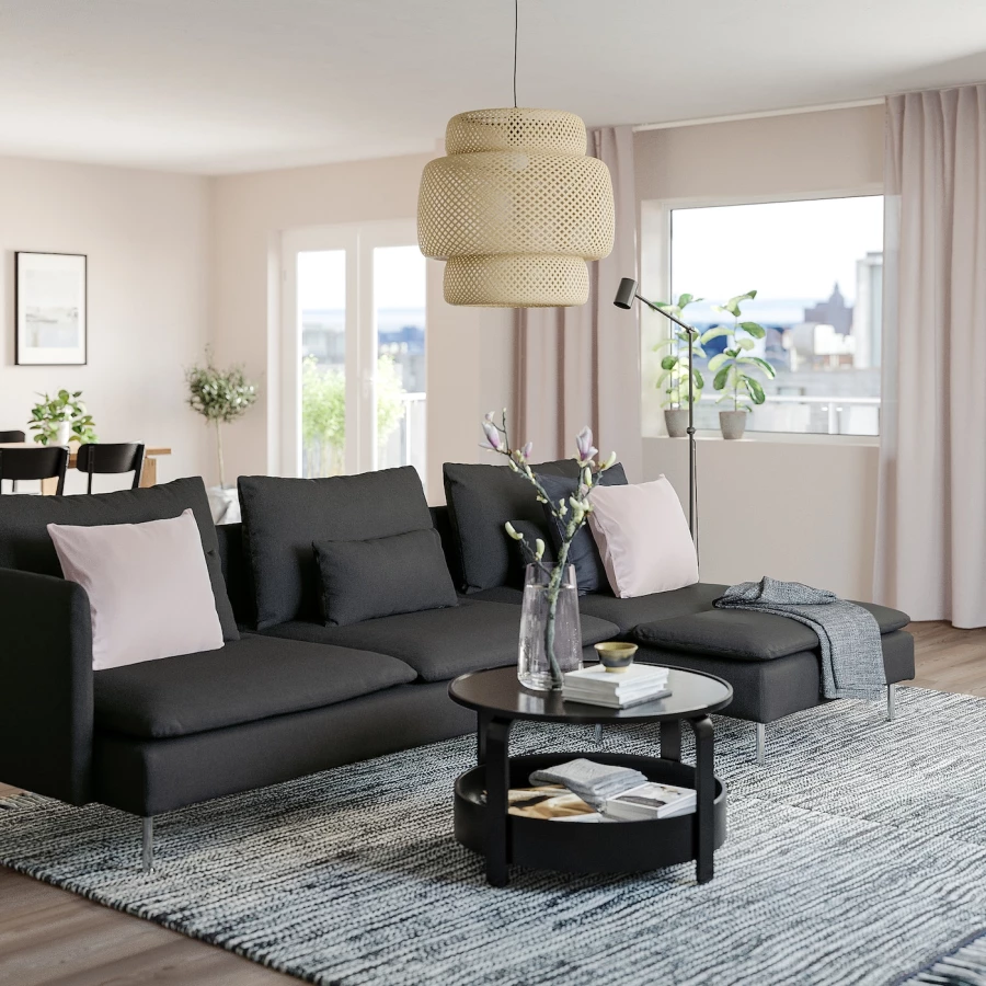 3-местный диван и шезлонг - IKEA SÖDERHAMN/SODERHAMN, 99x285см, черный, СЕДЕРХАМН ИКЕА (изображение №2)