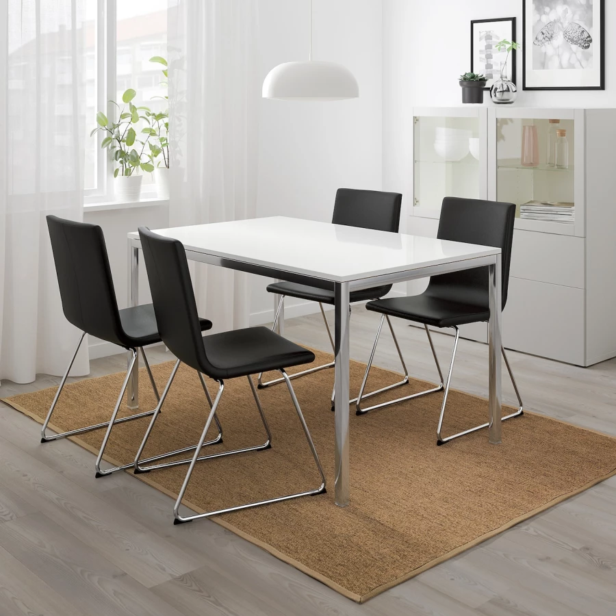 Стол обеденный - IKEA TORSBY, 135х85х75 см, белый/металлик, ТОРСБИ ИКЕА (изображение №4)