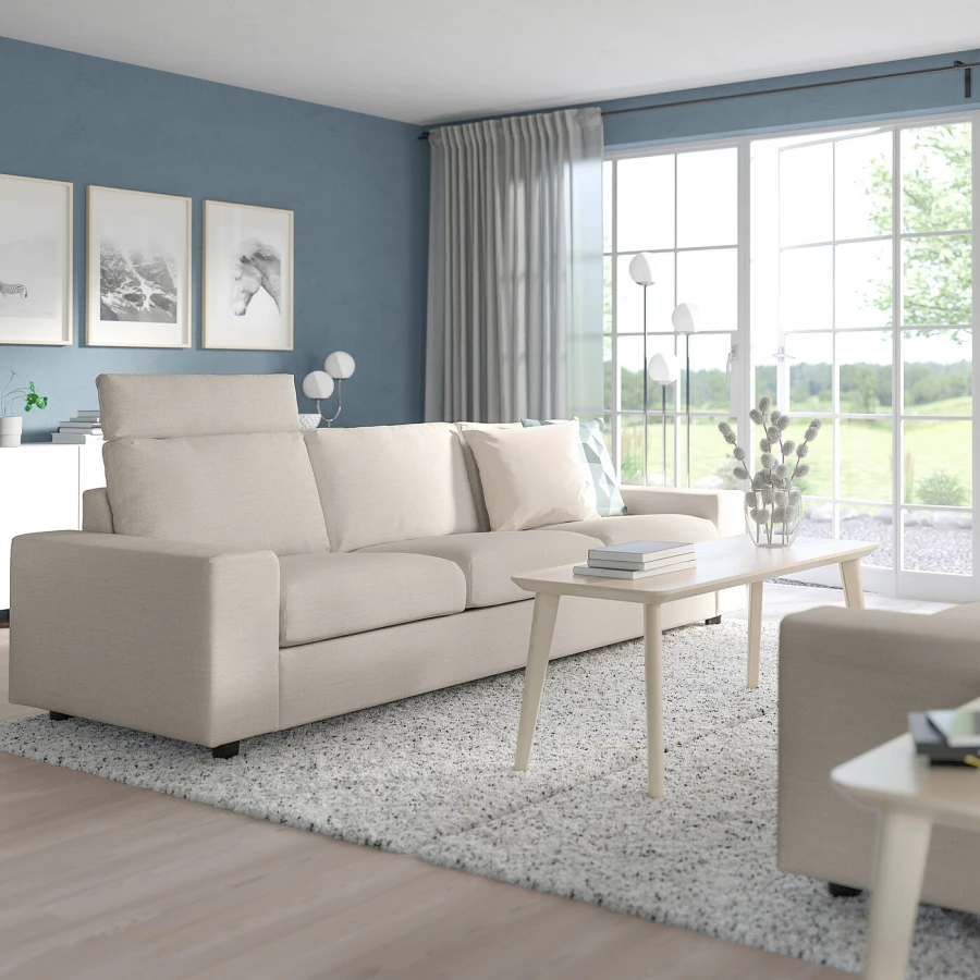 3-местный диван - IKEA VIMLE/ВИМЛЕ ИКЕА, 83х98х255 см, белый (изображение №2)