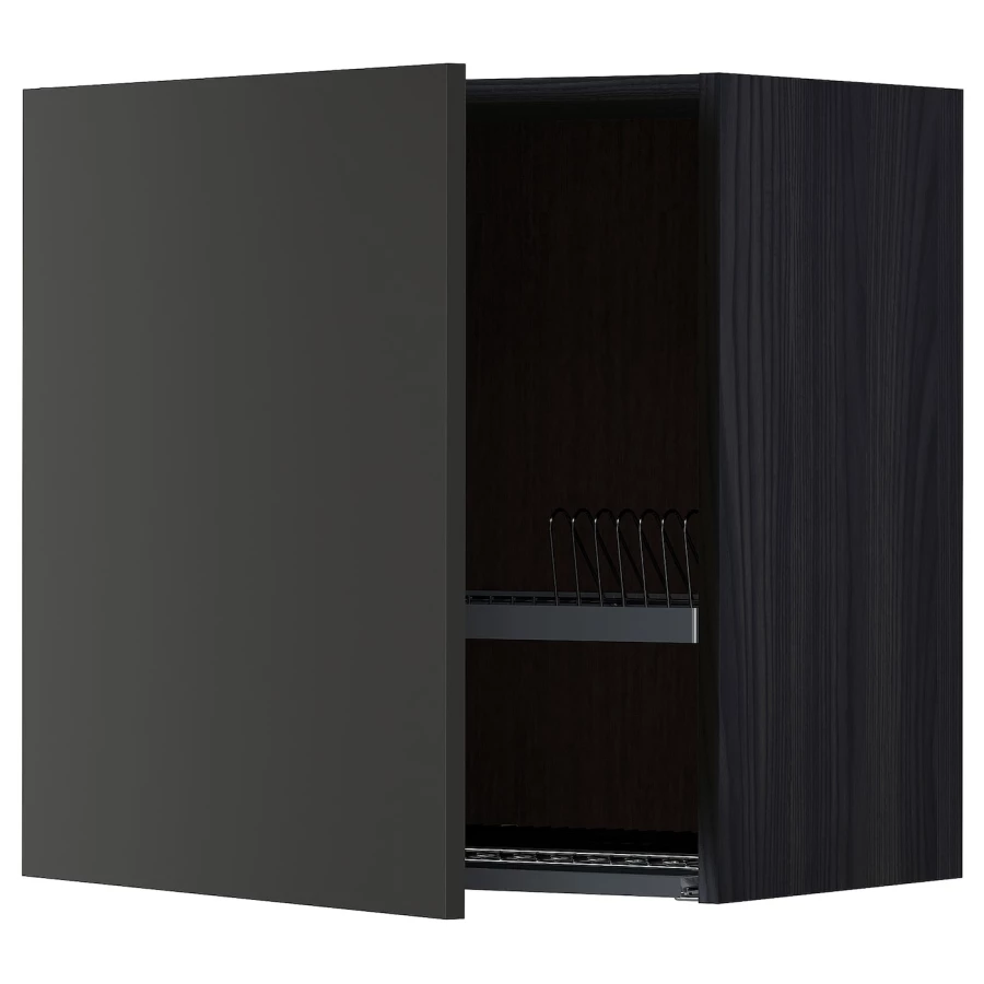 Навесной шкаф с сушилкой - METOD IKEA/ МЕТОД ИКЕА, 60х60 см, черный (изображение №1)