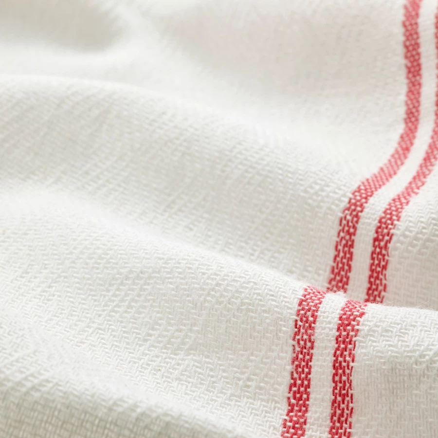 Кухонное полотенце - IKEA HILDEGUN, 60х45 см, белый/красный, ХИЛЬДЕГУН ИКЕА (изображение №6)