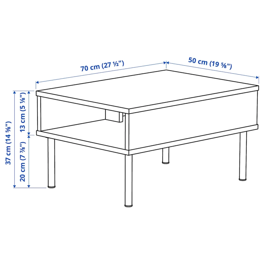 Приставной столик - IKEA ИКЕА TUNSTA, 70x50х37 см, антрацит (изображение №6)