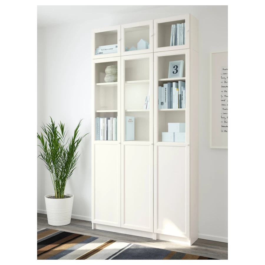 Книжный шкаф с дверцей - BILLY/OXBERG IKEA/ БИЛЛИ/ОКСБЕРГ ИКЕА, 30х120х237 см, белый (изображение №2)