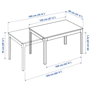 Раздвижной стол - IKEA EKEDALEN/ЭКЕДАЛЕН ИКЕА, 75х120/180х80 см, бежевый