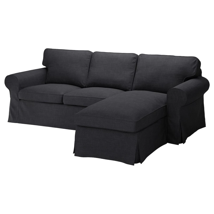 EKTORP Чехол на 3-местный диван с шезлонгом/Хилларед антрацит ИКЕА (изображение №1)