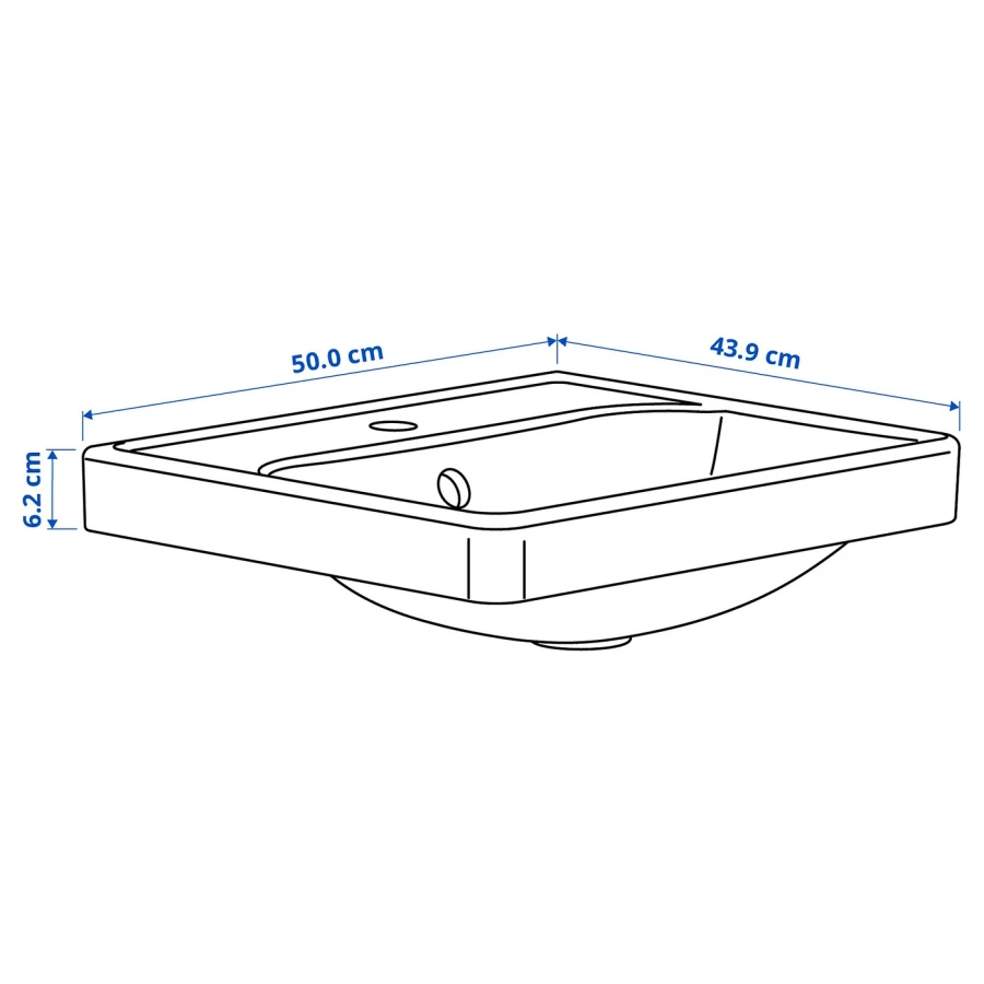 Раковина с сифоном - IKEA ORRSJÖN/ORRSJON, 50х44 см, белый, ОРРСЬЕН ИКЕА (изображение №3)