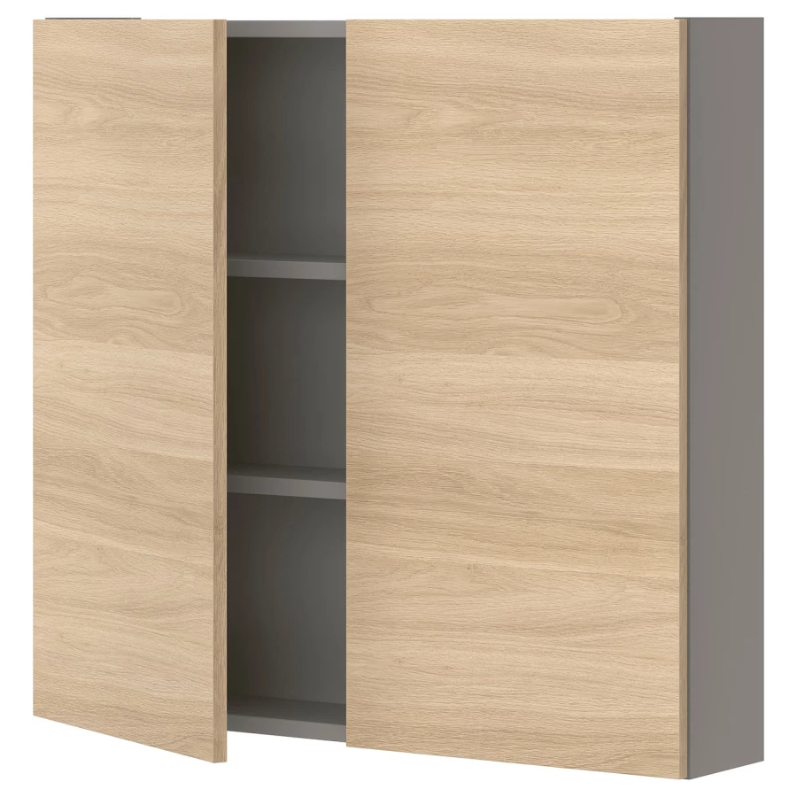 Настенный шкаф для ванной комнаты - ENHET IKEA/ ЭНХЕТ ИКЕА, 80х75х17 см, коричневый (изображение №1)