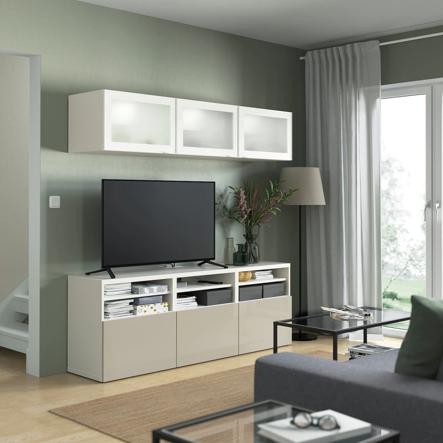 Комбинация для хранения ТВ - IKEA BESTÅ/BESTA, 192x42x180см, белый, БЕСТО ИКЕА (изображение №3)