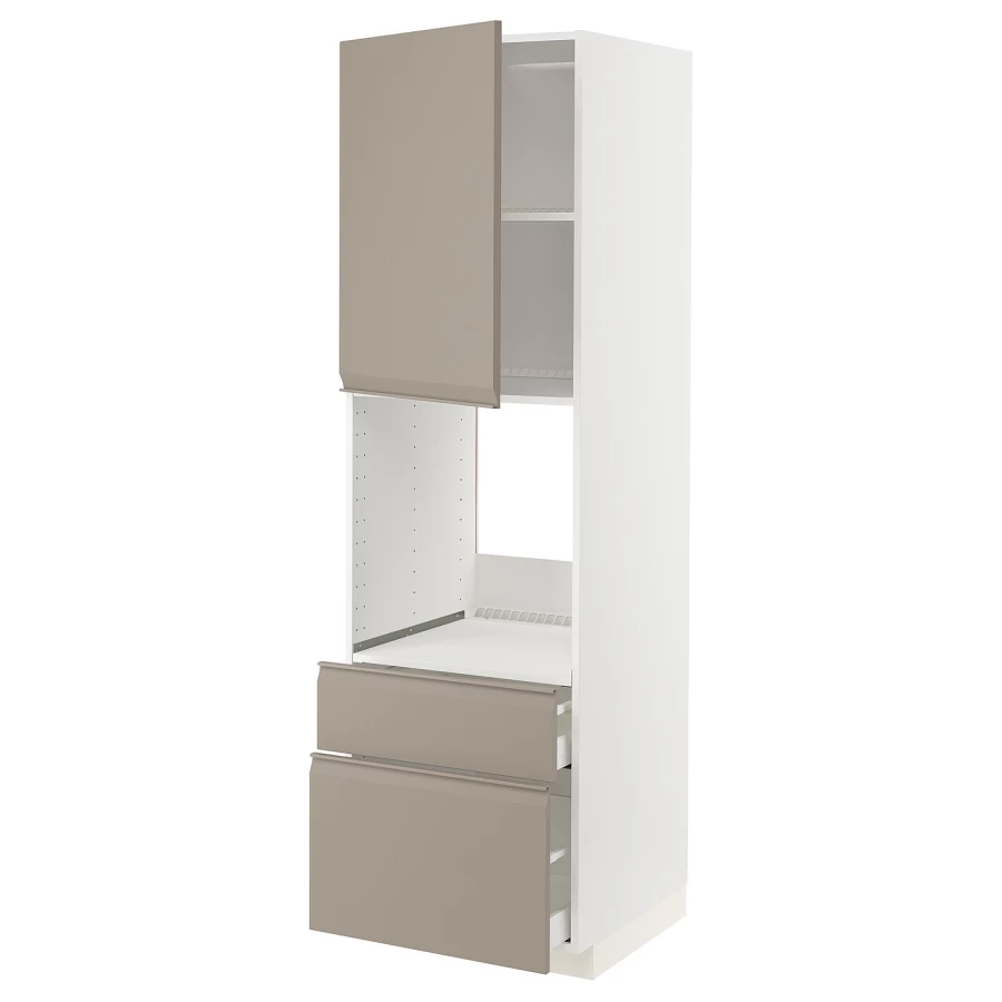 Высокий шкаф с ящиками - IKEA METOD/MAXIMERA/МЕТОД/МАКСИМЕРА ИКЕА, 200х60х60 см, белый/бежевый (изображение №1)