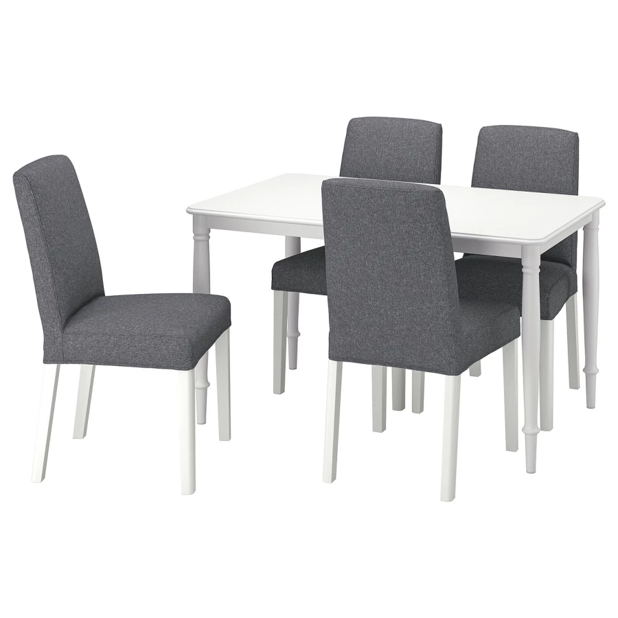Стол и 4 стула - DANDERYD / BERGMUND IKEA/ ДАНДЕРИД/БЕРГМУНД  ИКЕА, 130х80х75 см, белый/серый (изображение №1)