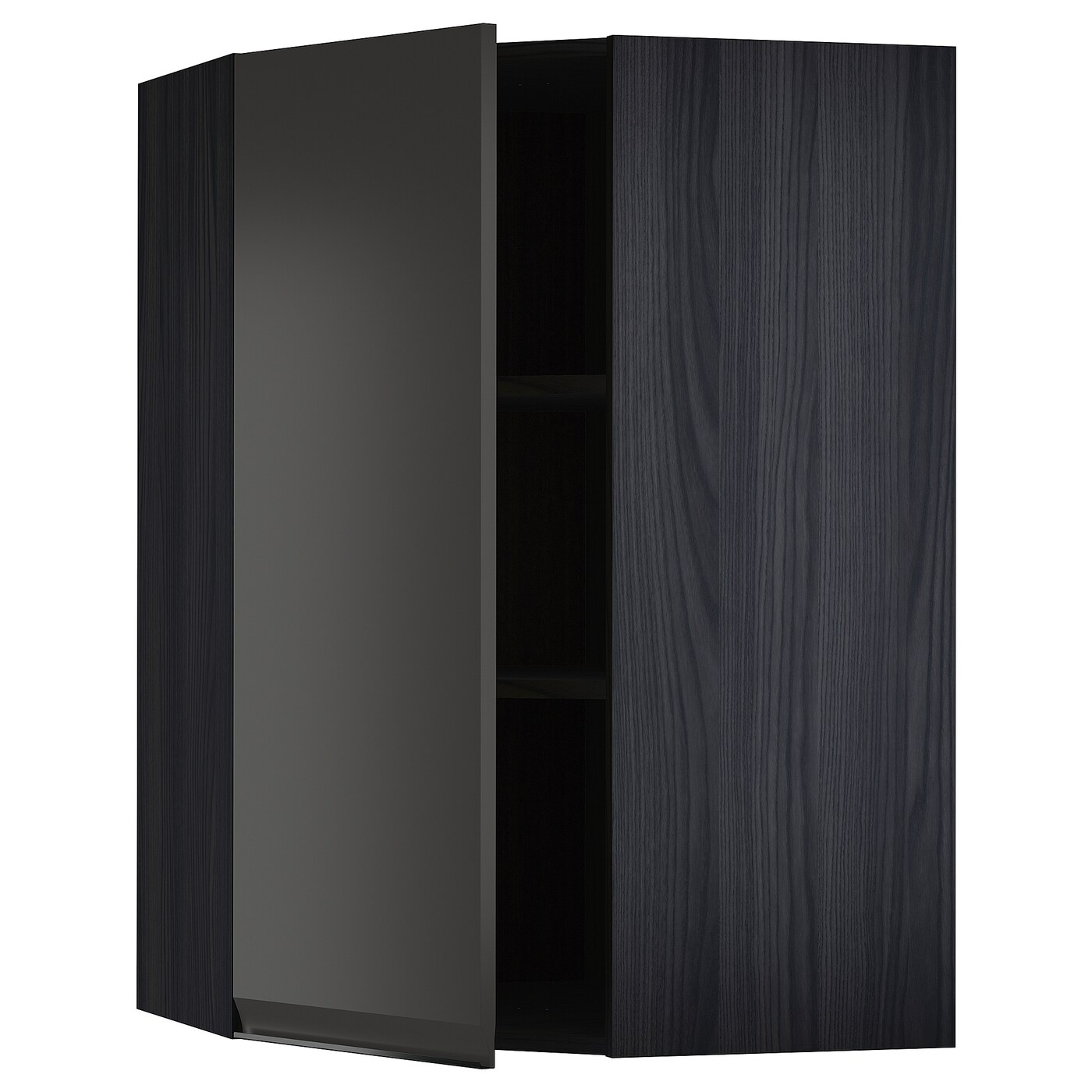 Угловой навесной шкаф с полками - METOD  IKEA/  МЕТОД ИКЕА, 100х68 см, черный