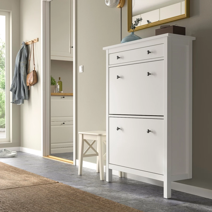 Обувной шкаф/хранение - IKEA HEMNES/ХЕМНЭС ИКЕА, 89x127 см, белый (изображение №2)