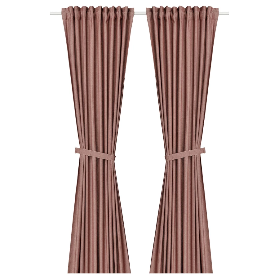 Штора, 2 шт. - IKEA LENDA, 300х140 см, коричнево-красный, ЛЕНДА ИКЕА (изображение №1)