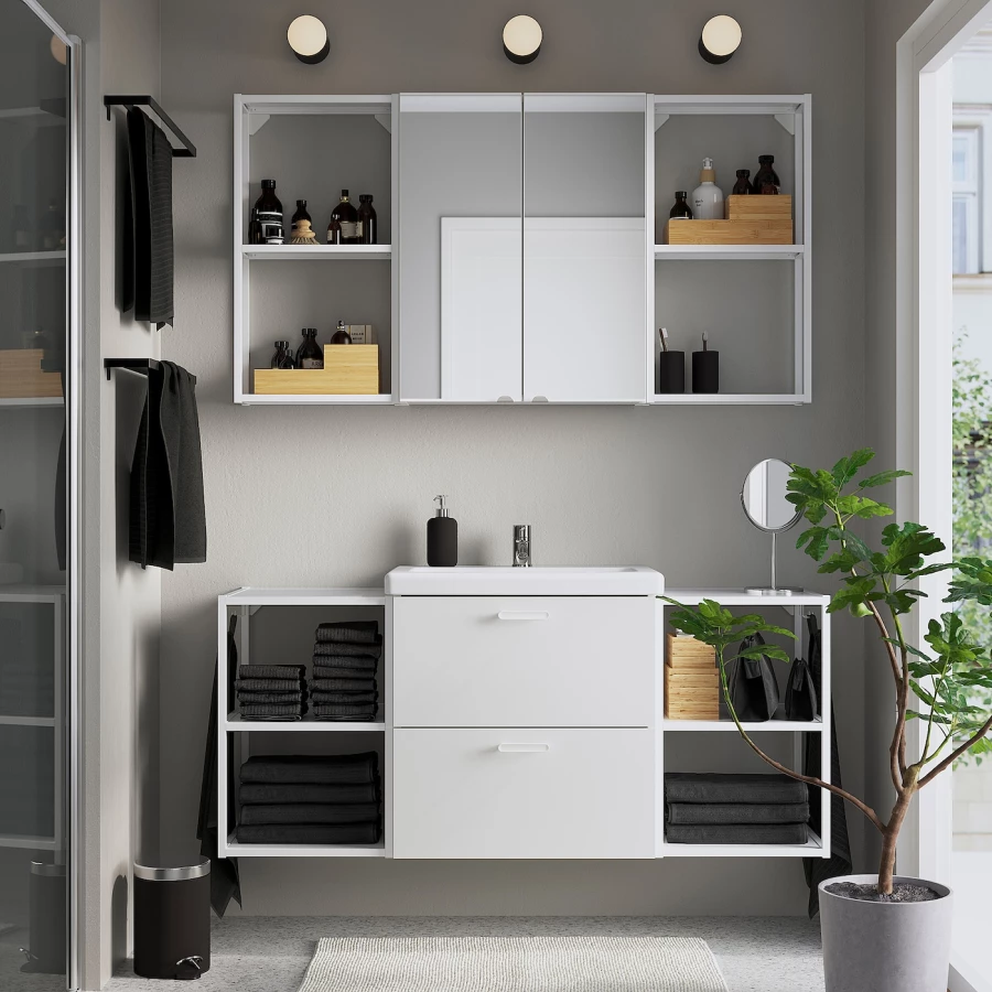 Комбинация для ванной - IKEA ENHET, 140х43х65 см, белый, ЭНХЕТ ИКЕА (изображение №2)