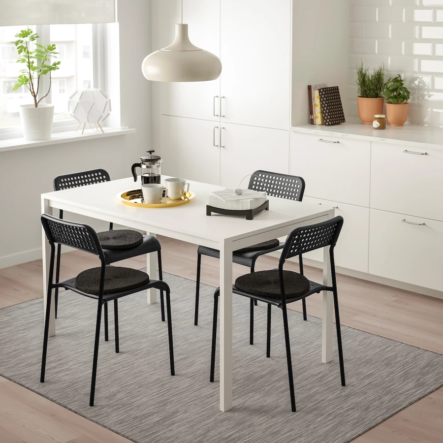 Стол и 4 стула - IKEA MELLTORP/ADDE/МЕЛЬТОРП/АДДЕ ИКЕА, 125х75 см, белый/черный (изображение №7)