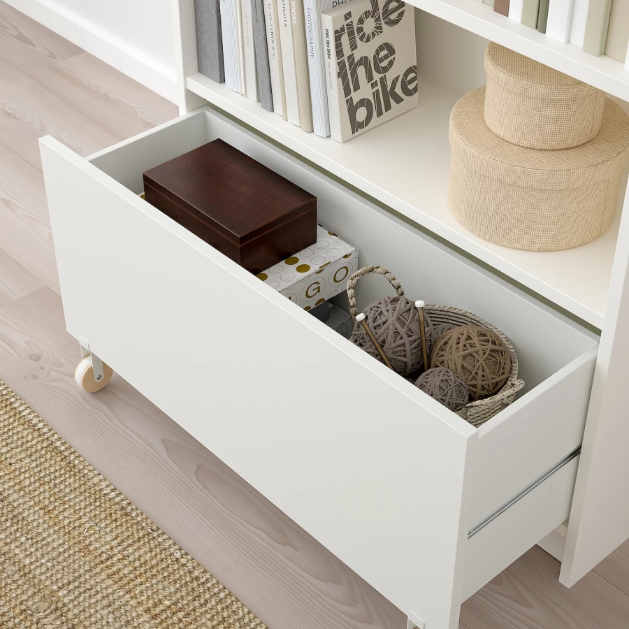 Книжный шкаф с ящиками - BILLY IKEA/БИЛЛИ ИКЕА, 30х80х202 см, белый (изображение №3)