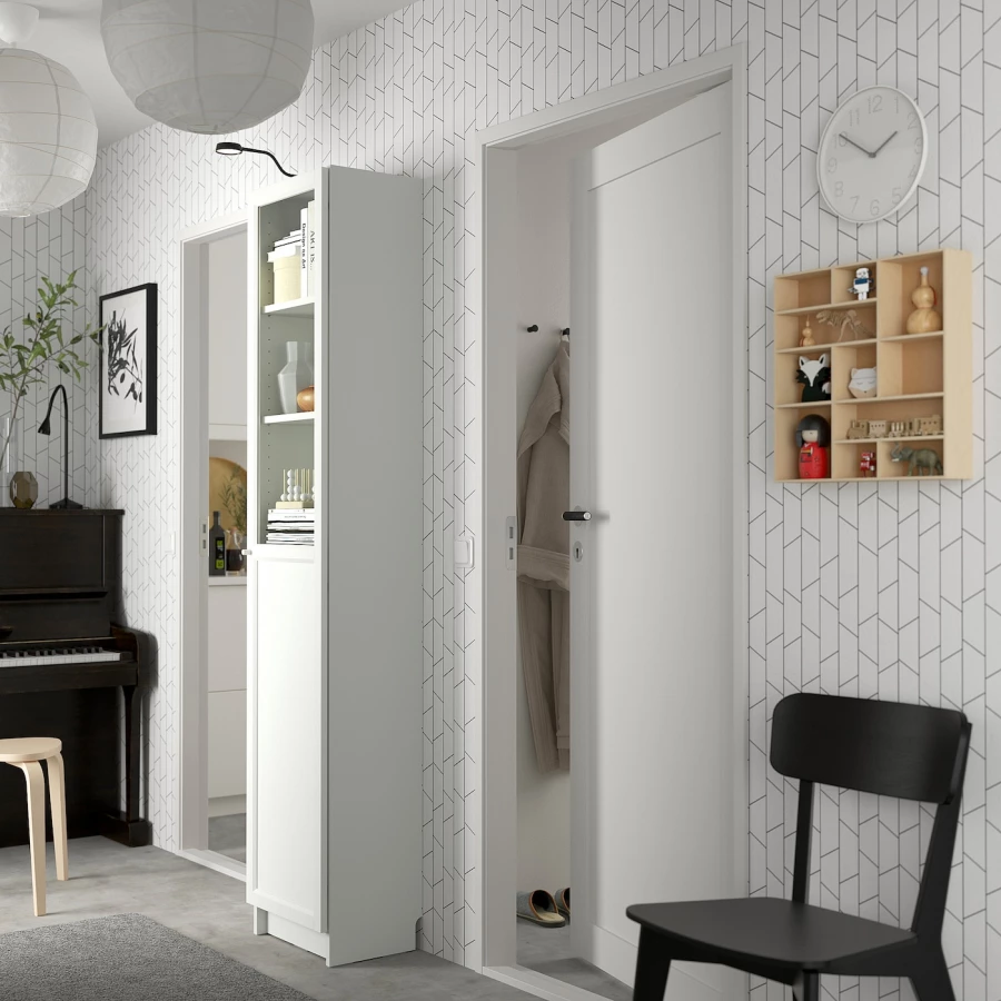 Книжный шкаф с дверью - BILLY/OXBERG IKEA/БИЛЛИ/ОКСБЕРГ ИКЕА, 30х40х202 см, белый (изображение №3)