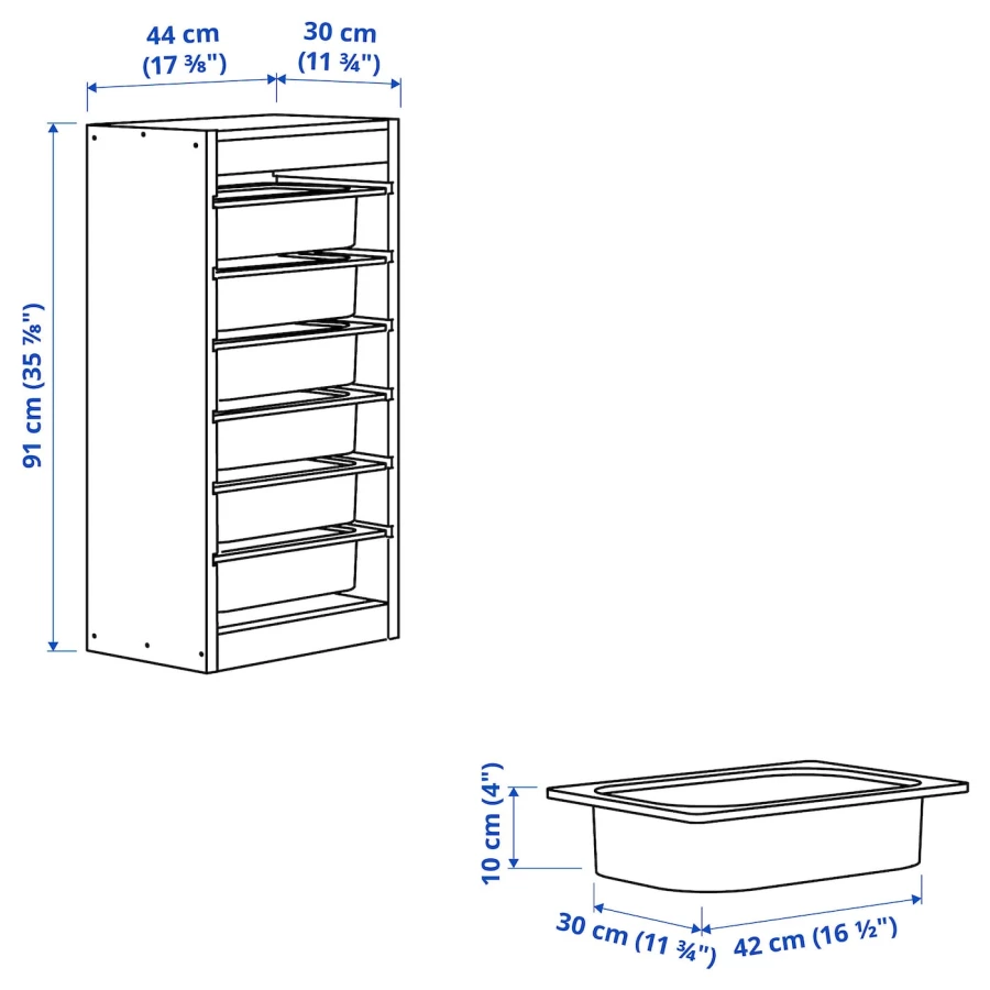 Шкаф для хранения - TROFAST IKEA/ ТРУФАСТ ИКЕА,  44x30x91 см, бежевый (изображение №5)