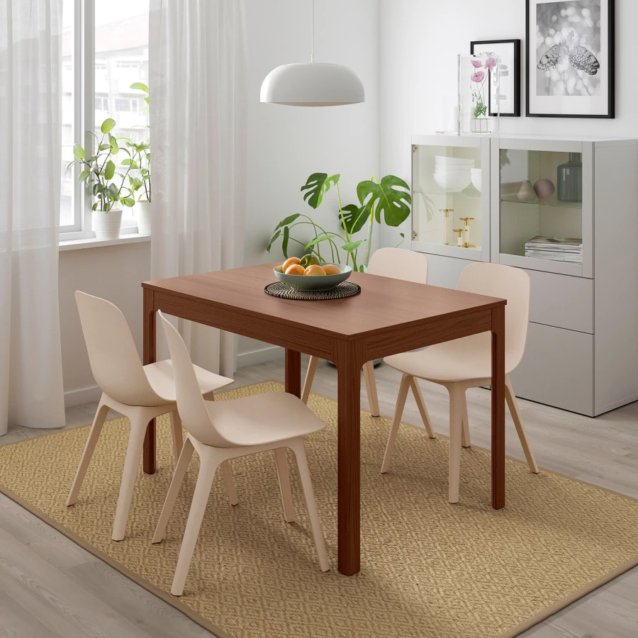 Стол и 4 стула - IKEA EKEDALEN/ODGER/ЭКЕДАЛЕН/ОДГЕР ИКЕА, 120/180х80 см, коричневый/бежевый (изображение №2)