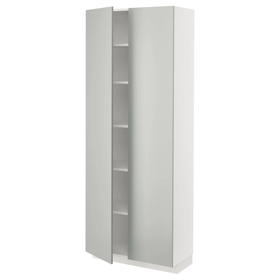 Высокий шкаф с полками - IKEA METOD/МЕТОД ИКЕА, 200х37х80 см, белый/серый (изображение №1)