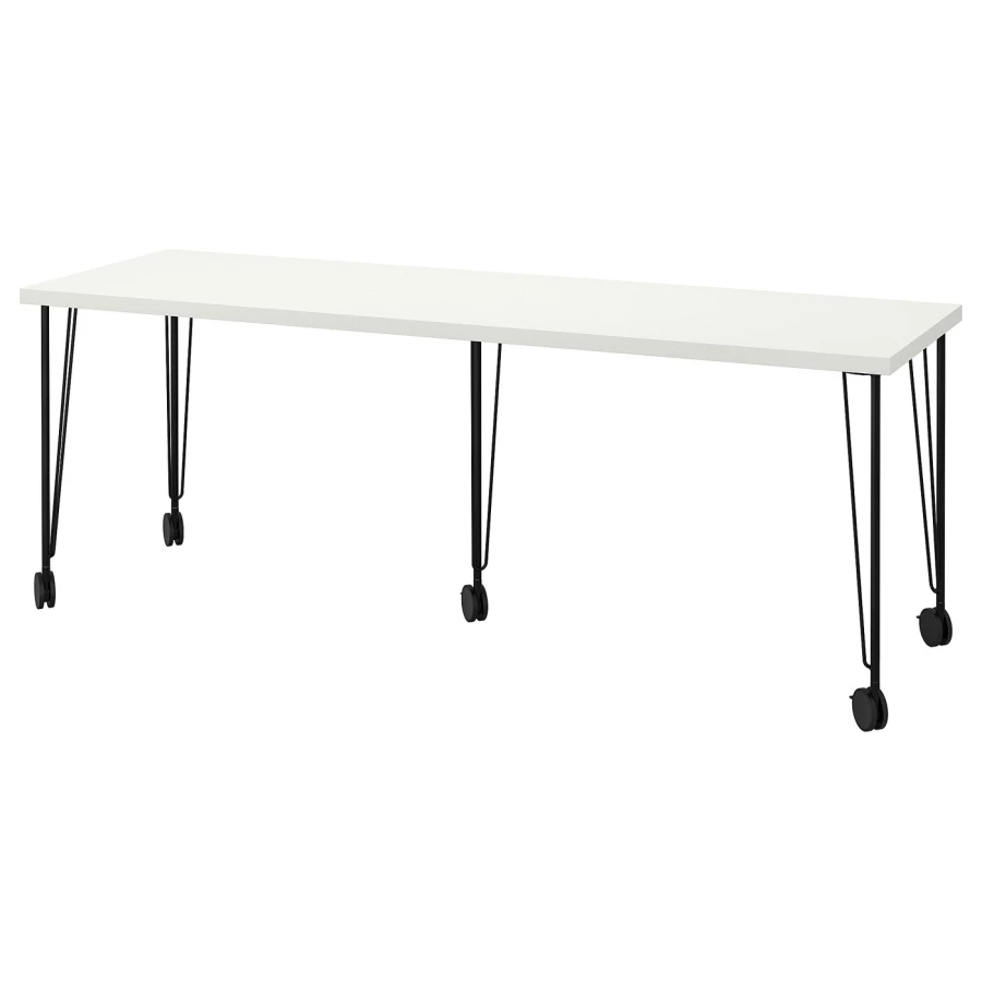 Письменный стол - IKEA LAGKAPTEN/KRILLE, 200х60 см, белый/черный, ЛАГКАПТЕН/КРИЛЛЕ ИКЕА (изображение №1)