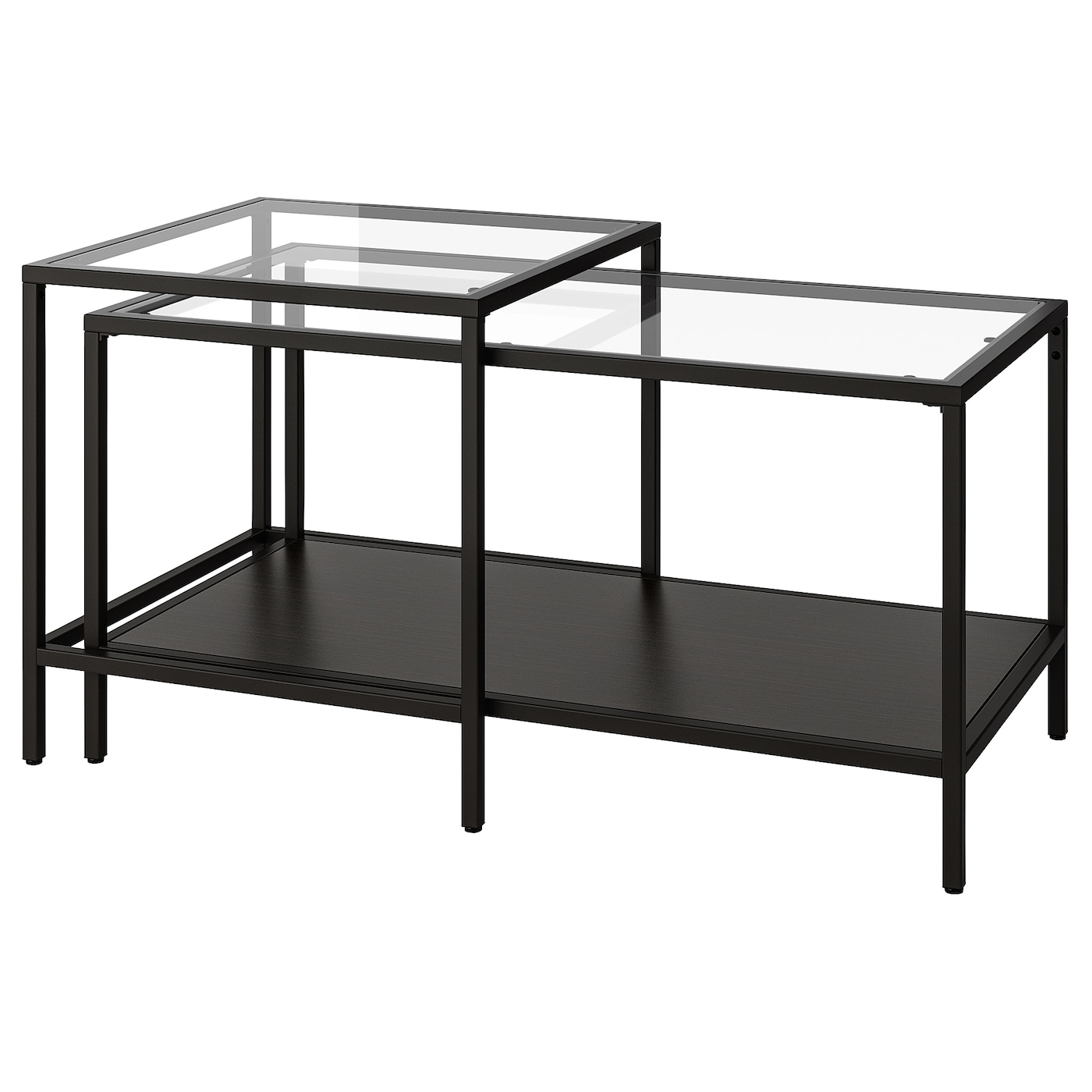 Комплект столов, 2 шт. - IKEA VITTSJÖ/ИКЕА ВИТШЁ , черно-коричневый/стекло