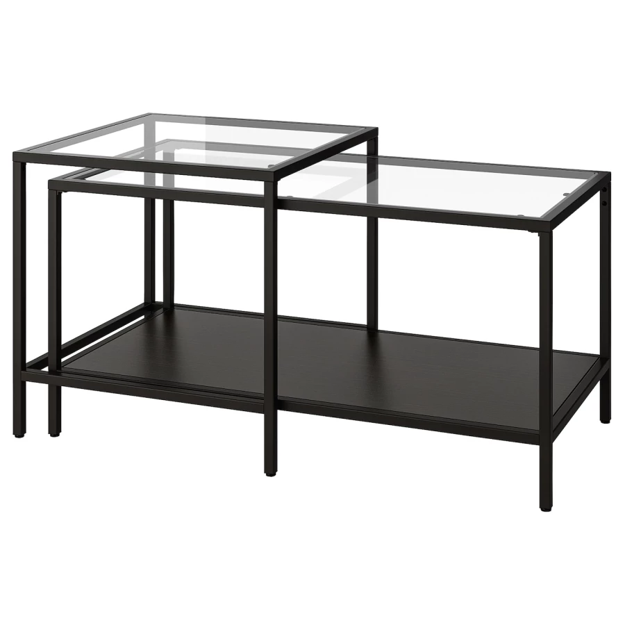 Комплект столов, 2 шт. - IKEA VITTSJÖ/ИКЕА ВИТШЁ , черно-коричневый/стекло (изображение №1)