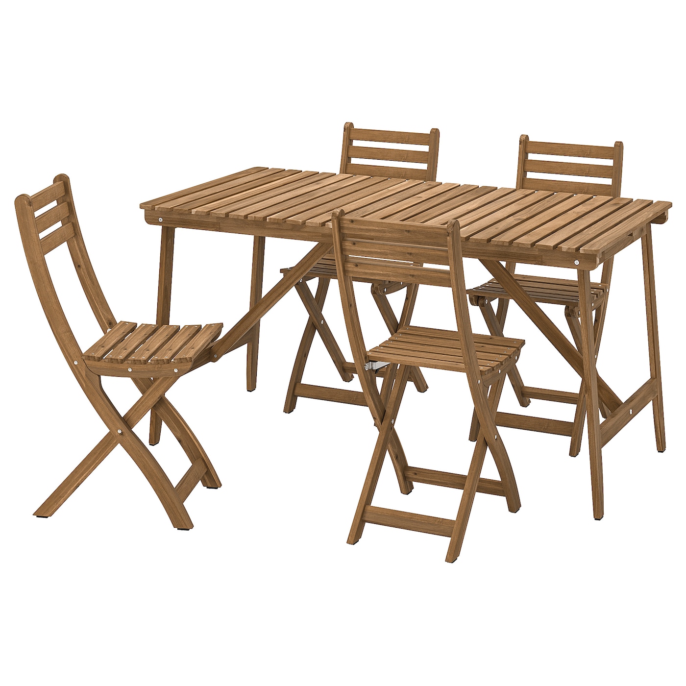 Садовый стол и 4 стула - ASKHOLMEN IKEA/ АСКХОЛЬМЕН ИКЕА,  143х75 см, коричневый