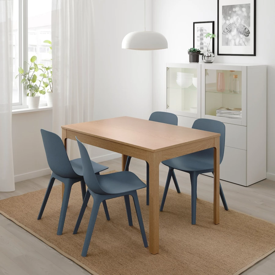 Стол и 4 стула - IKEA EKEDALEN/ODGER/ЭКЕДАЛЕН/ОДГЕР ИКЕА, 120/180х80 см, дуб/темно-голубой (изображение №2)