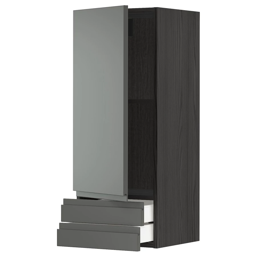 Навесной шкаф с полкой - METOD/MAXIMERA  IKEA/ МЕТОД /МАКСИМЕРА ИКЕА, 100х40 см, черный/темно-серый (изображение №1)