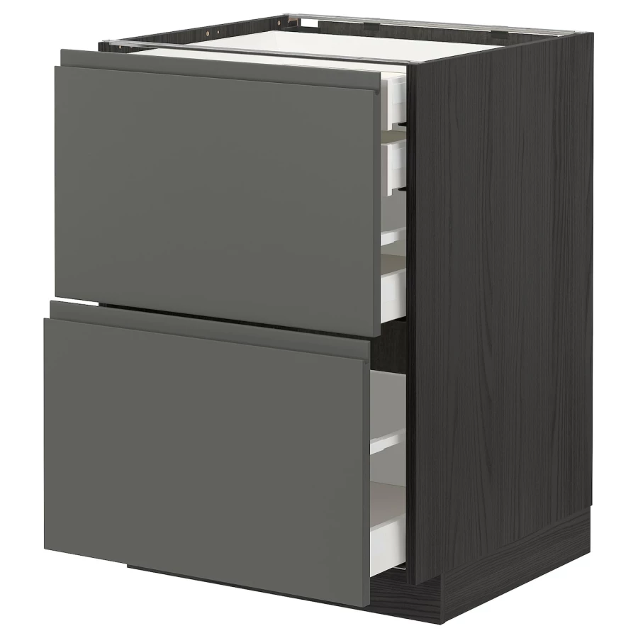 Напольный кухонный шкаф  - IKEA METOD MAXIMERA, 88x62,1x60см, черный/серый, МЕТОД МАКСИМЕРА ИКЕА (изображение №1)