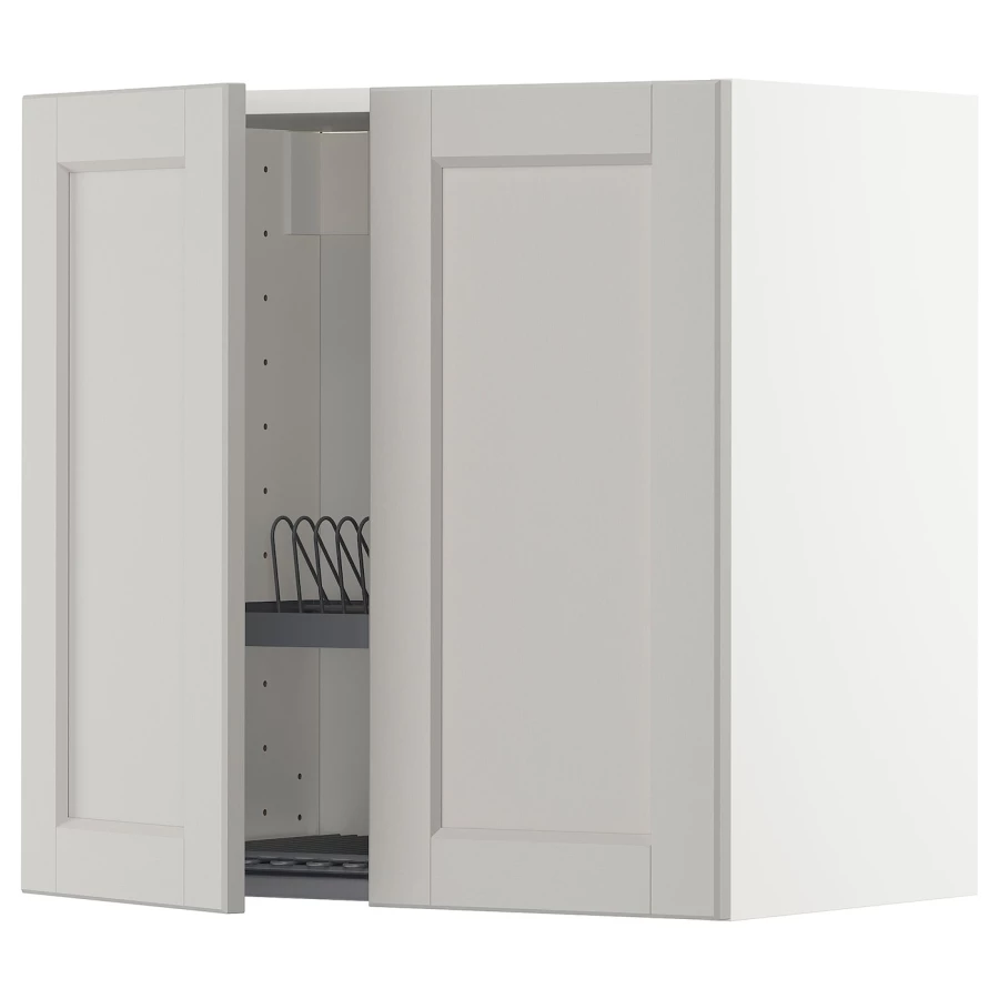 Навесной шкаф с сушилкой - METOD IKEA/ МЕТОД ИКЕА, 60х60 см, белый/светло-серый (изображение №1)