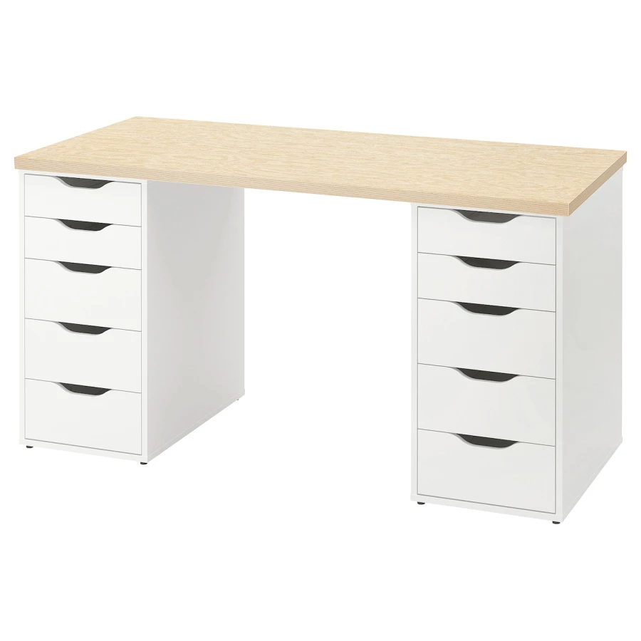 Письменный стол с ящиками - IKEA MITTCIRKEL/ADILS, 140х60 см, сосна/белый, МИТЦИРКЕЛЬ/АДИЛЬС ИКЕА (изображение №1)