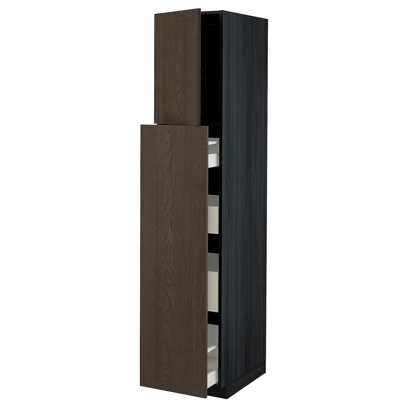 Высокий шкаф - IKEA METOD/MAXIMERA/МЕТОД/МАКСИМЕРА ИКЕА, 200х60х40 см, черный/коричневый