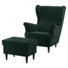 Кресло и табурет для ног - IKEA STRANDMON, 82х96х101 см, темно-зеленый, СТРАНДМОН ИКЕА