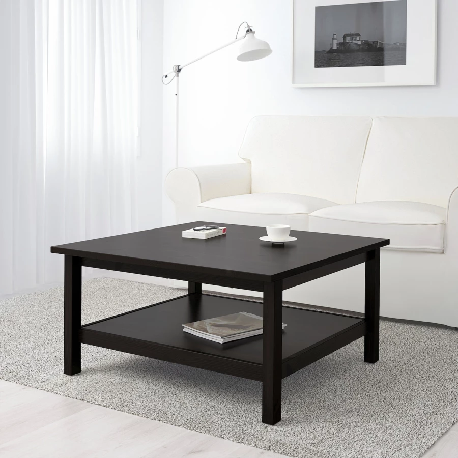 Журнальный стол - HEMNES IKEA/ ХЕМНЕС ИКЕА, 90х90х46 см, черный (изображение №2)