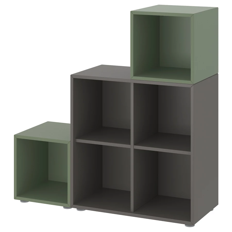Комбинация для хранения - EKET IKEA/ ЭКЕТ ИКЕА,  107х105х70 см,  темно-серый/зеленый (изображение №1)