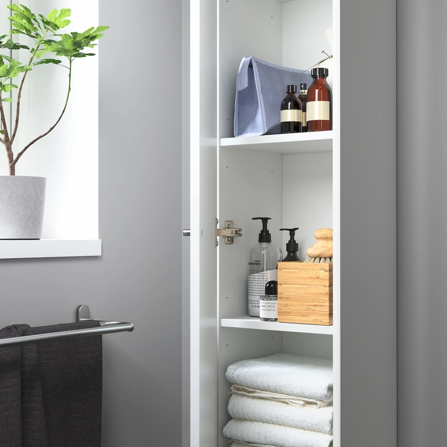 Высокий шкаф для ванной - NYSJÖN  IKEA/ НИСЬЕН ИКЕА, 190х30 см, белый (изображение №2)
