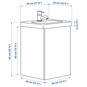 Второе фото. Тумба для ванной - ENHET / TVÄLLEN /TVАLLEN IKEA/ ЭНХЕТ / ТВЭЛЛЕН ИКЕА, 44х43х65 см , белый