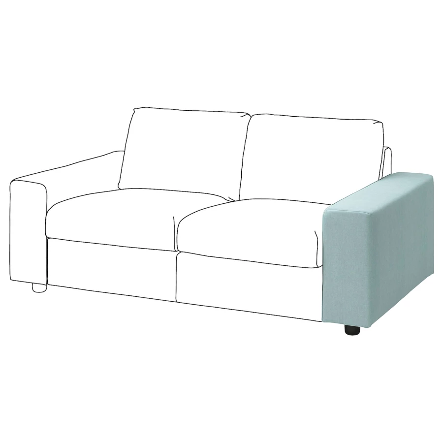 Подлокотник для дивана - IKEA VIMLE/ВИМЛЕ ИКЕА, 93х48х22 см, голубой (изображение №1)