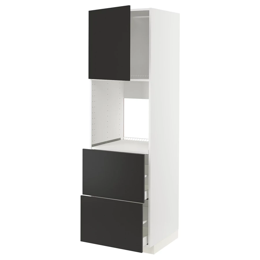 Высокий шкаф с ящиками - IKEA METOD/MAXIMERA/МЕТОД/МАКСИМЕРА ИКЕА, 200х60х60 см, белый/черный (изображение №1)