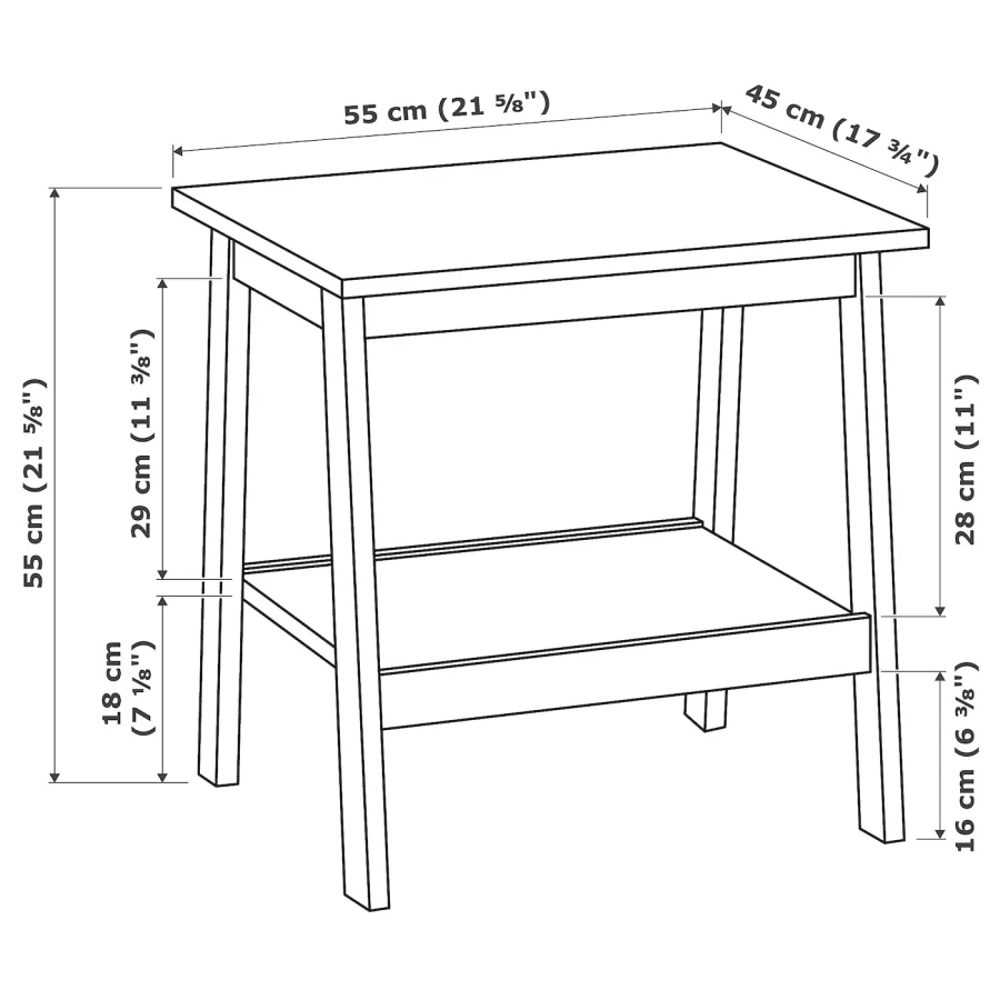 Столик придиванный - IKEA LUNNARP/ЛУНАРП ИКЕА, 55х55х45 см, белый (изображение №6)