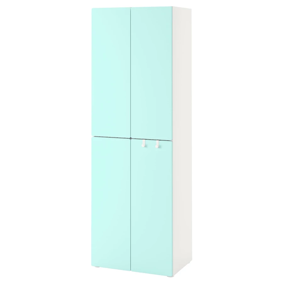 Шкаф детский - IKEA PLATSA/SMÅSTAD/SMASTAD, 60x40x180 см, белый/голубой, ИКЕА (изображение №1)