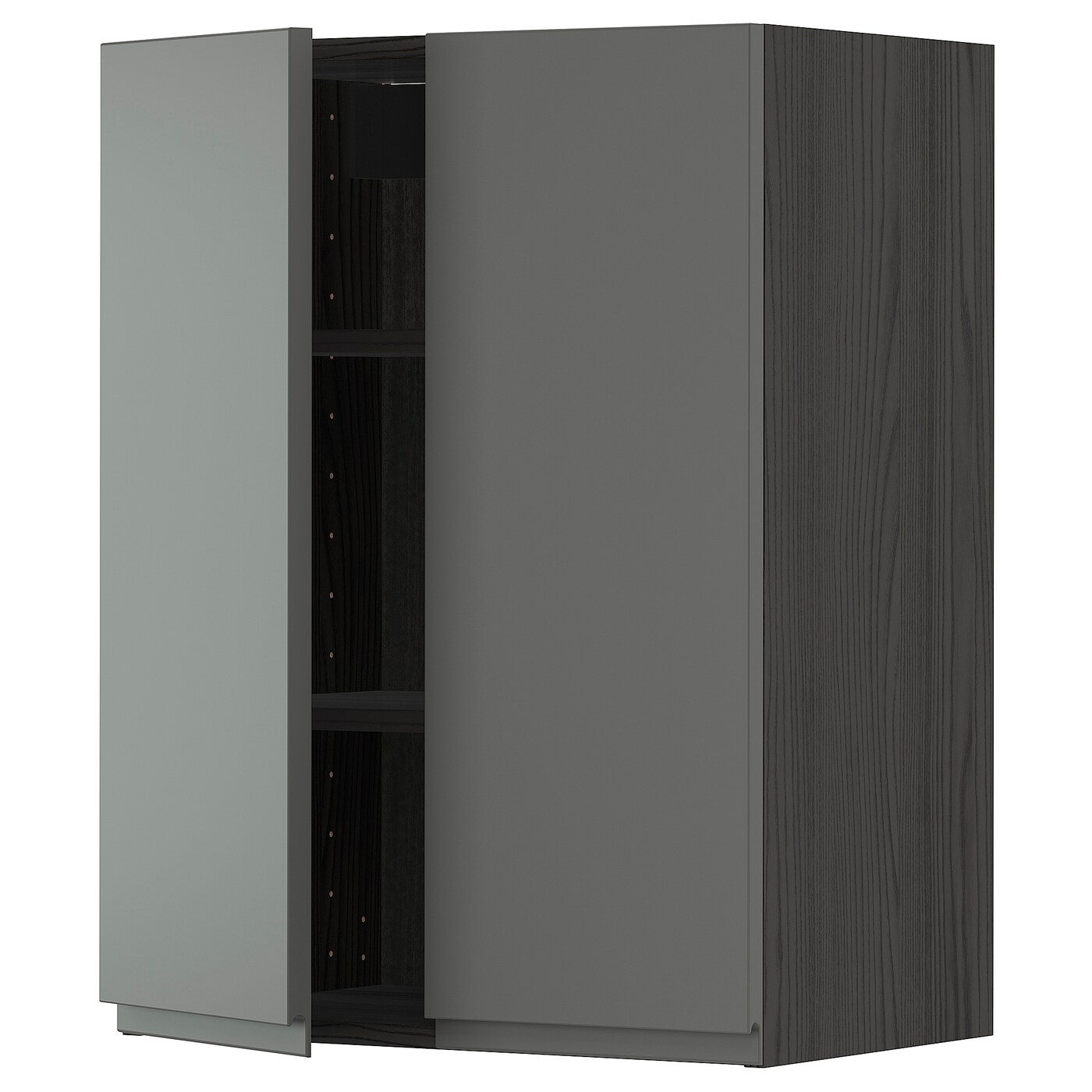 Навесной шкаф с полкой - METOD IKEA/ МЕТОД ИКЕА, 80х60 см, черный/серый
