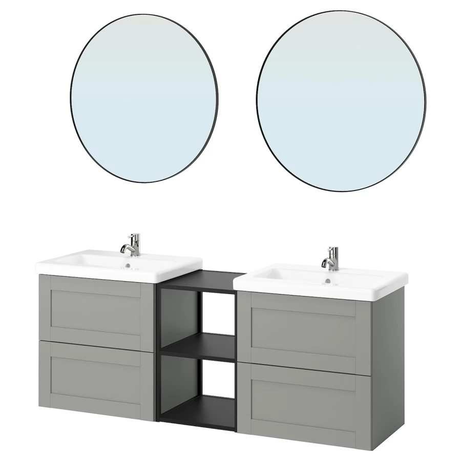 Комбинация для ванной - IKEA ENHET, 164х43х65 см, серый/антрацит, ЭНХЕТ ИКЕА (изображение №1)